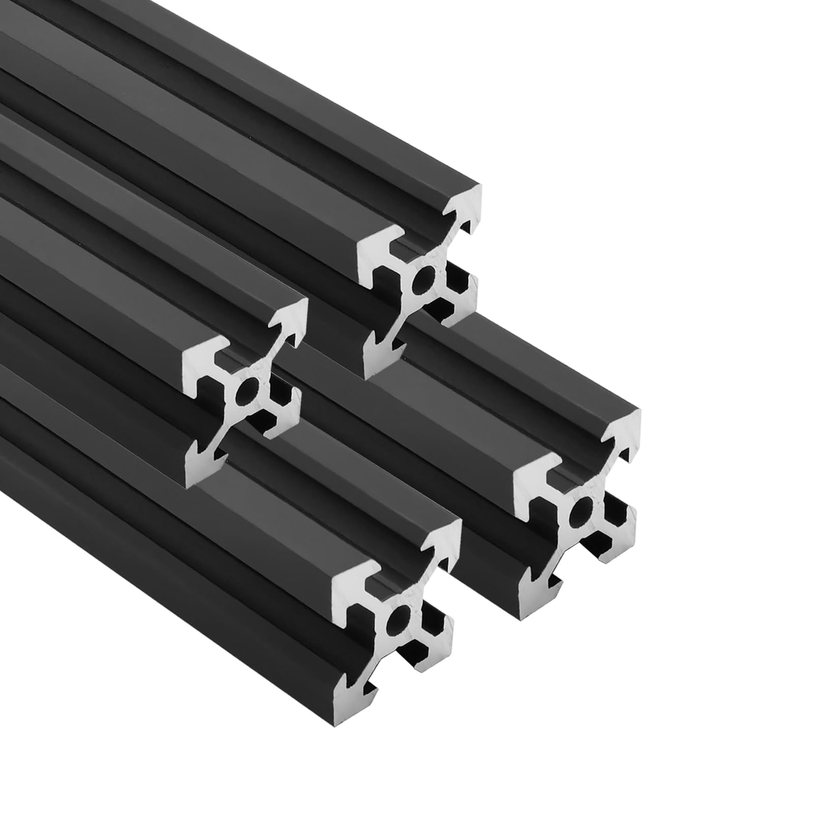 4pcs 300mm 2020 Aluminum Profile Extrusion, 2020 V Type Black European Standard Anodized Linear Rail Aluminum Profile Extrusion for DIY 3D Printer and CNC Machine