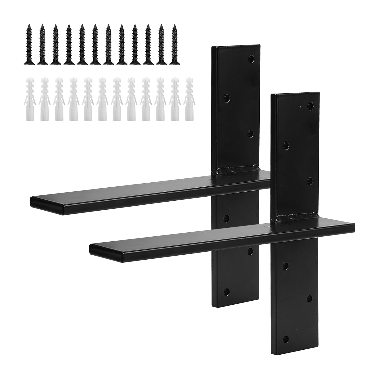 Photo 1 of Cskunxia 2 Pack Free Hanging T Shelf Bracket, Solid Heavy Duty Steel T Shelf Bracket with Screws, Floating Shelf Brackets, Granite Countertop Support Brackets,Powder Coated, DIY Projects (12 Inch)