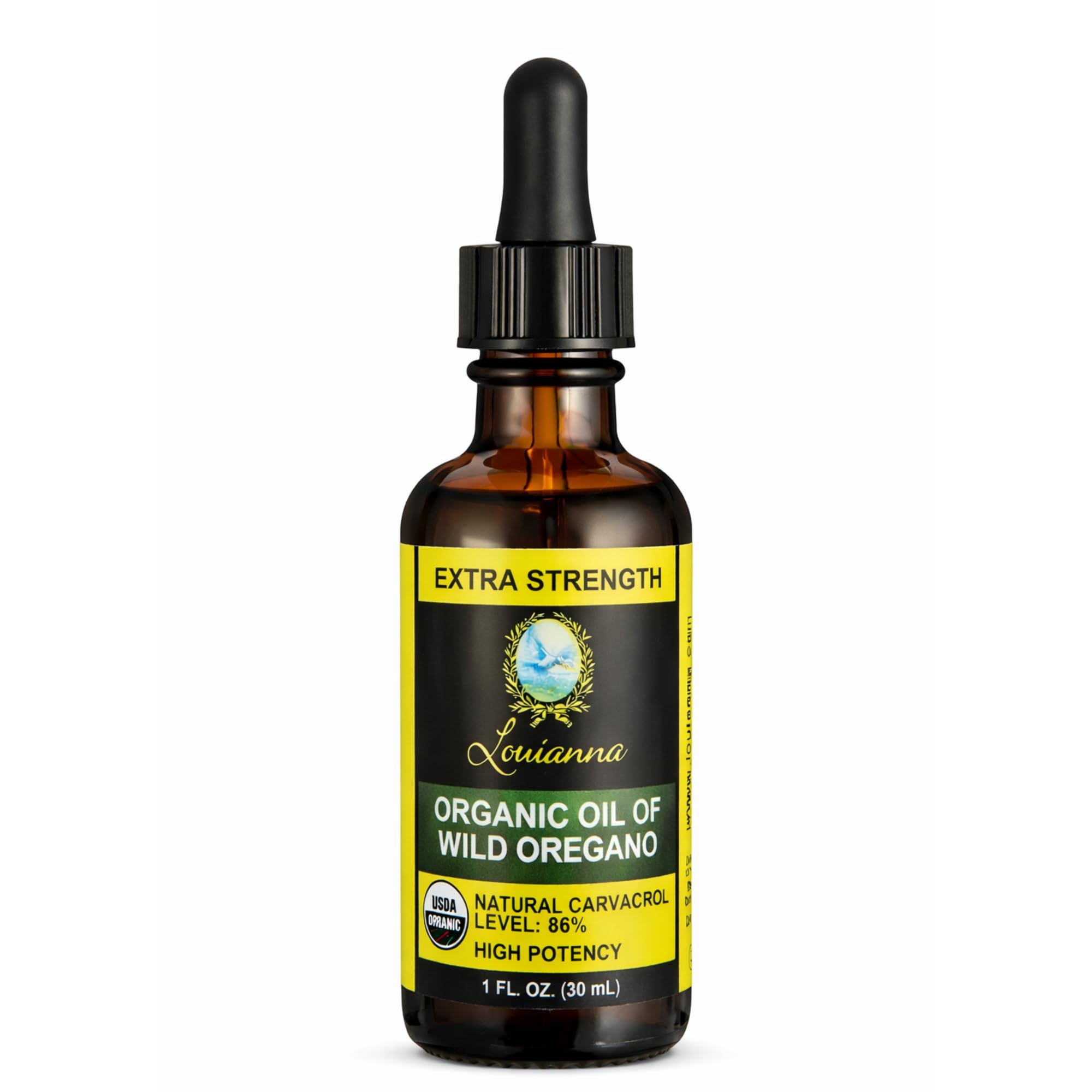 Louianna Organic Wild Oregano Oil, Aceite de Oregano, Pure Oil of Oregano Drops, with 86 Percent Carvacrol, for Oral or Topical Use, Immune and Seasonal Support, 30 ml