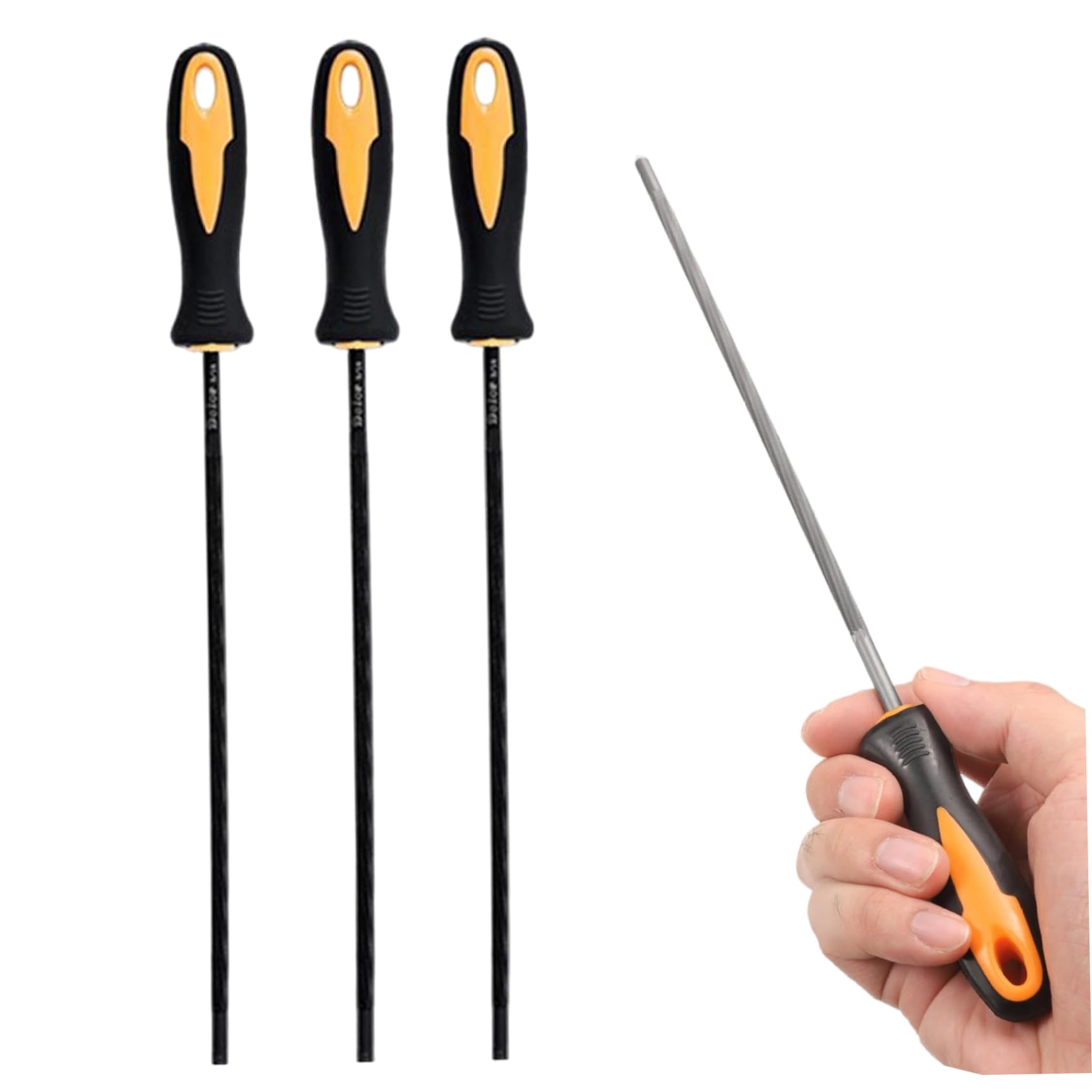 3PCS 3.2 mm (1/8 Inch) Steel Chainsaw File Set with Plastic Handle, Round Chainsaw Chain Sharpener Tool for Professional Chain Saw Maintenance