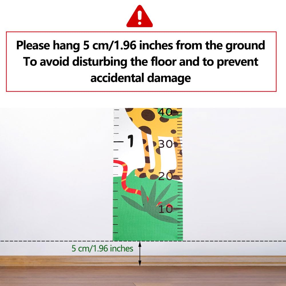 Medidor Niños Pared 200 cm X 20 cm, Tabla de Altura para Niños de Animales Del Bosque, Escala Clara de Pies y CentíMetros, Medidor Altura Niños Pared para Bebés, Niños, Adolescentes y Adultos