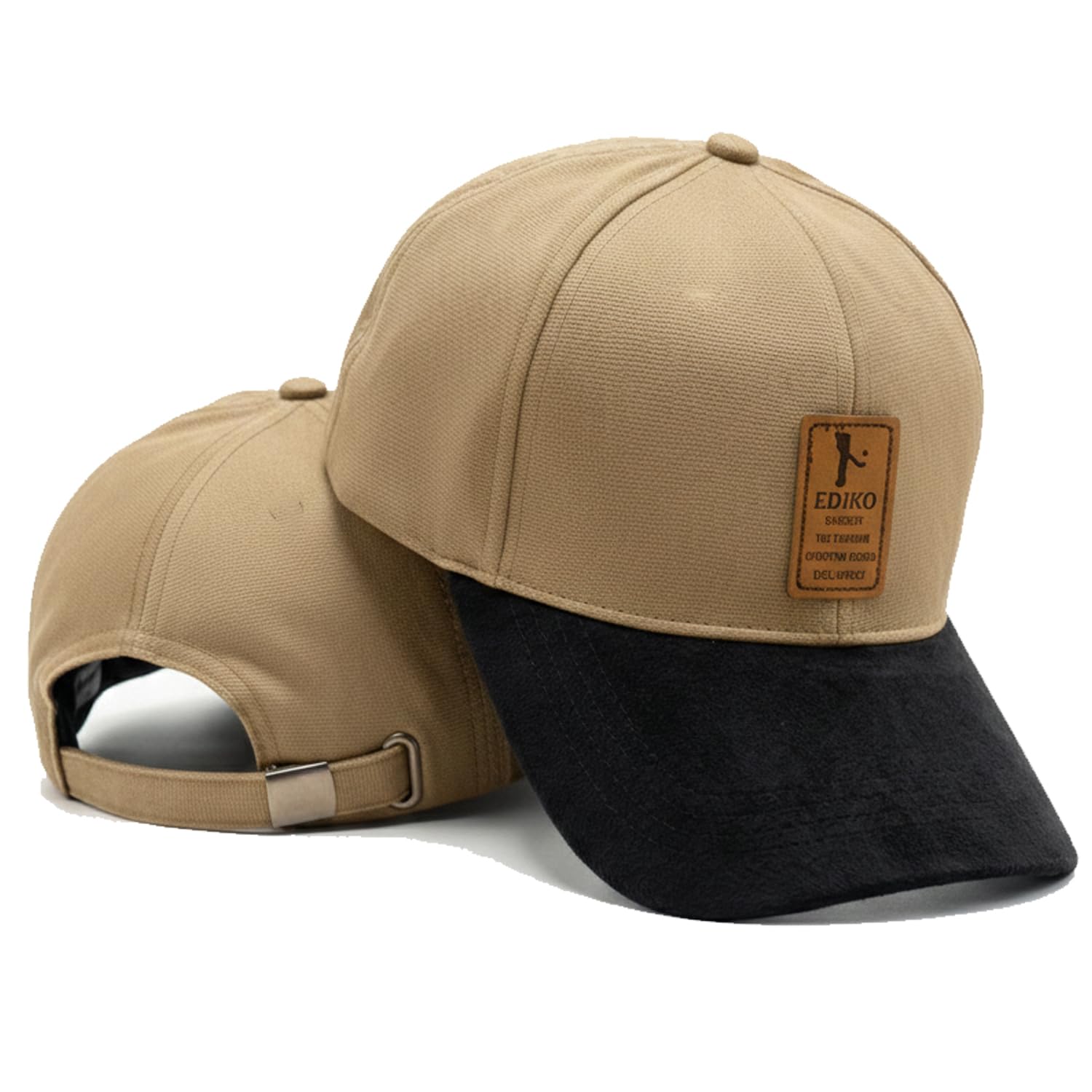 Beige Cotton Baseball Cap for Men & Women with Leather Patch, Adjustable Metal Buckle Strap, Breathable Summer Sun Cap, Casual Sports Hat, Travel & Outdoor (Pack of 1)-image-31