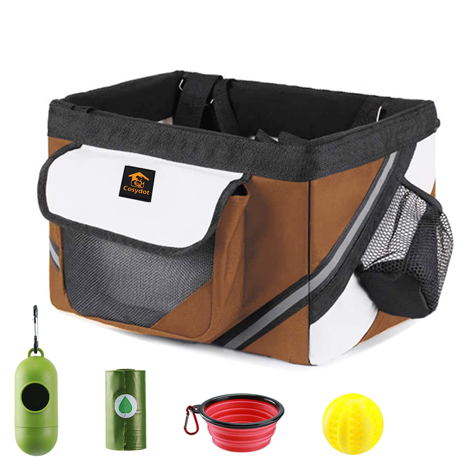 Cosydot Dog Bike Basket Pet Carrier for Small Puppy Cat, Updated Solid Bottom Plate Soft Side Carrie