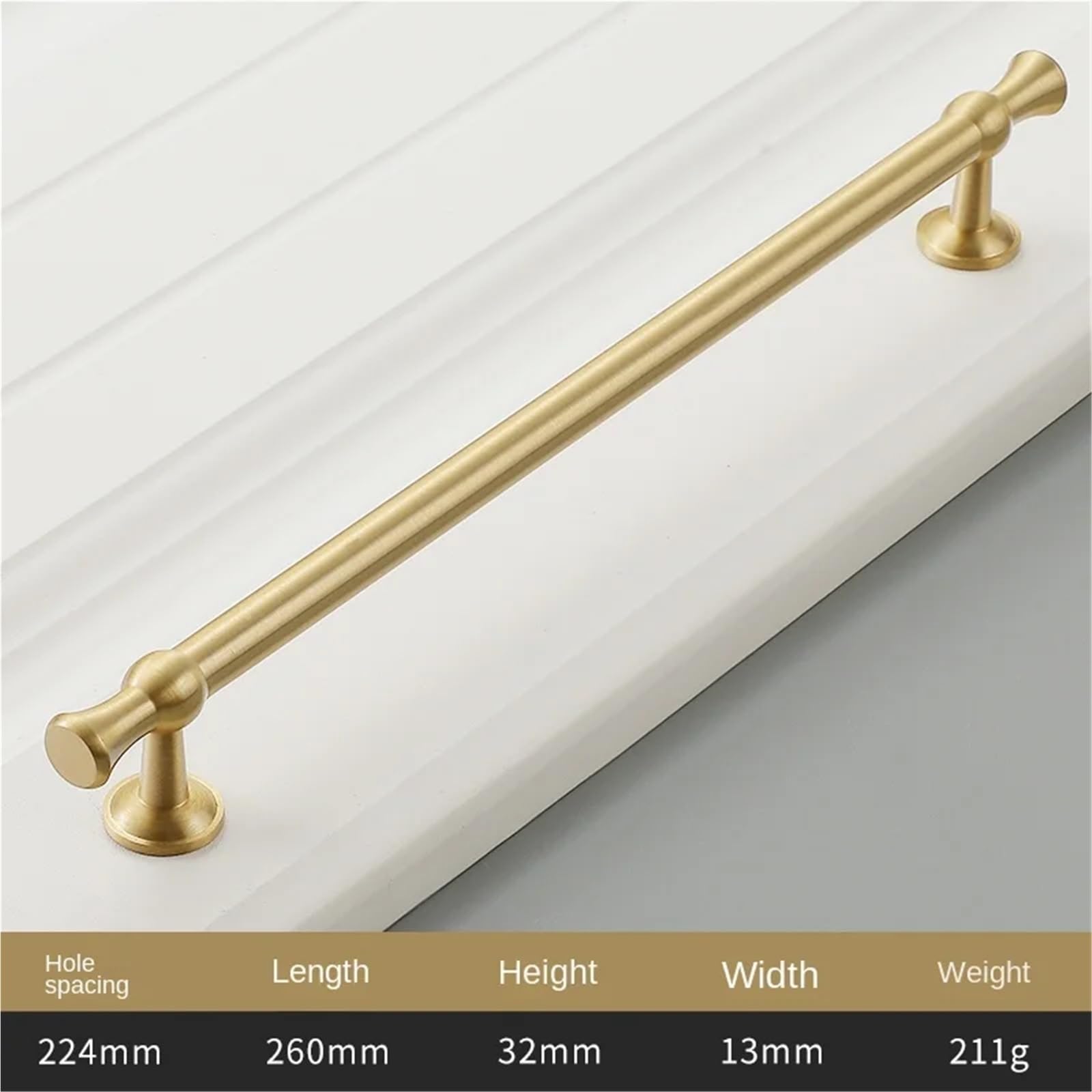 DFLPBHAV Simple Modern Wardrobe Door Handle All Copper Gold Single-Hole Drawer Cabinet Handle 1Pcs(Brushed gold-224)