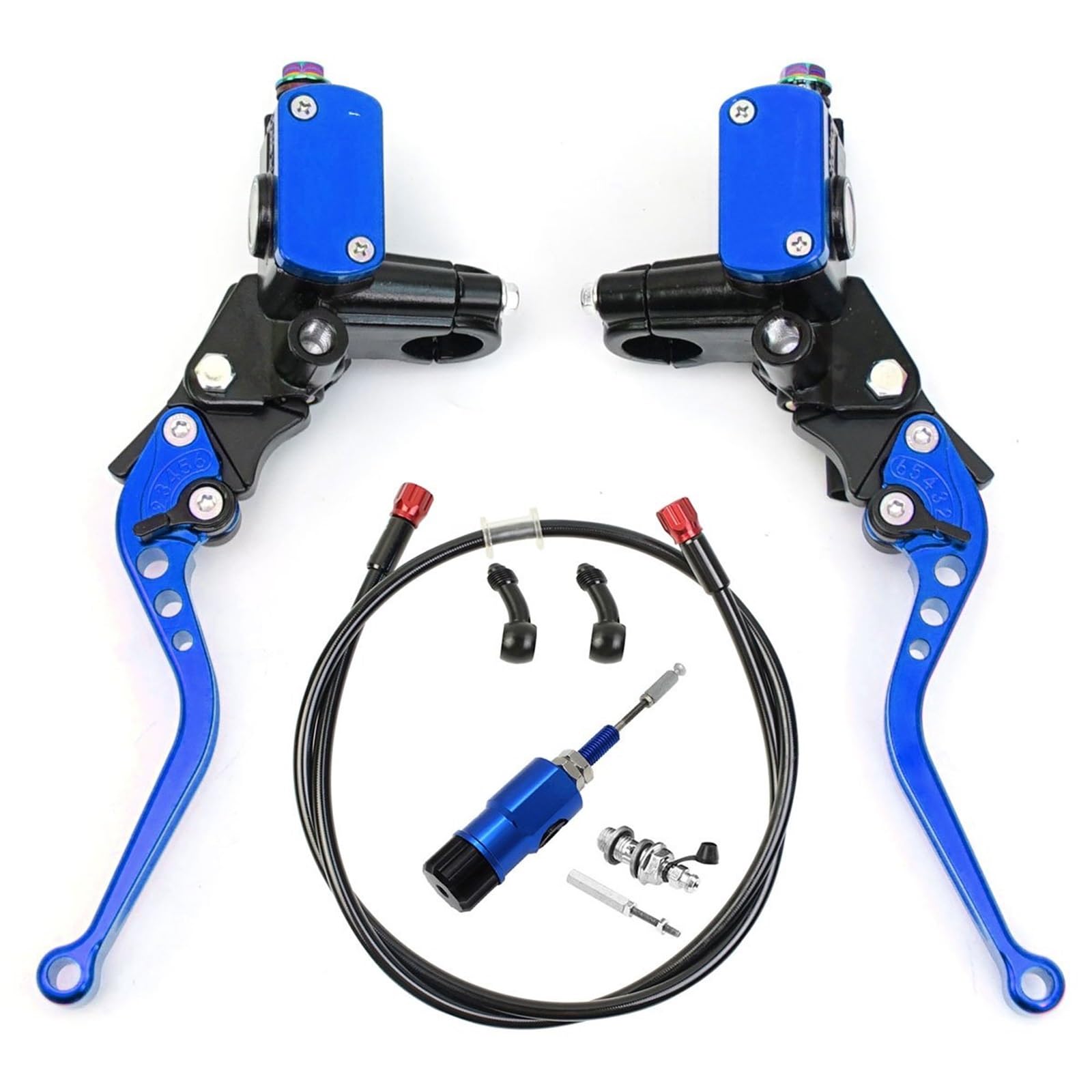 Iukmr Blue Kit Motorcycle Clutch Brake Lever Motorcycle Hydraulic Clutch Kit Brake Master Cylinder Disc Lever Led(Blue Kit)