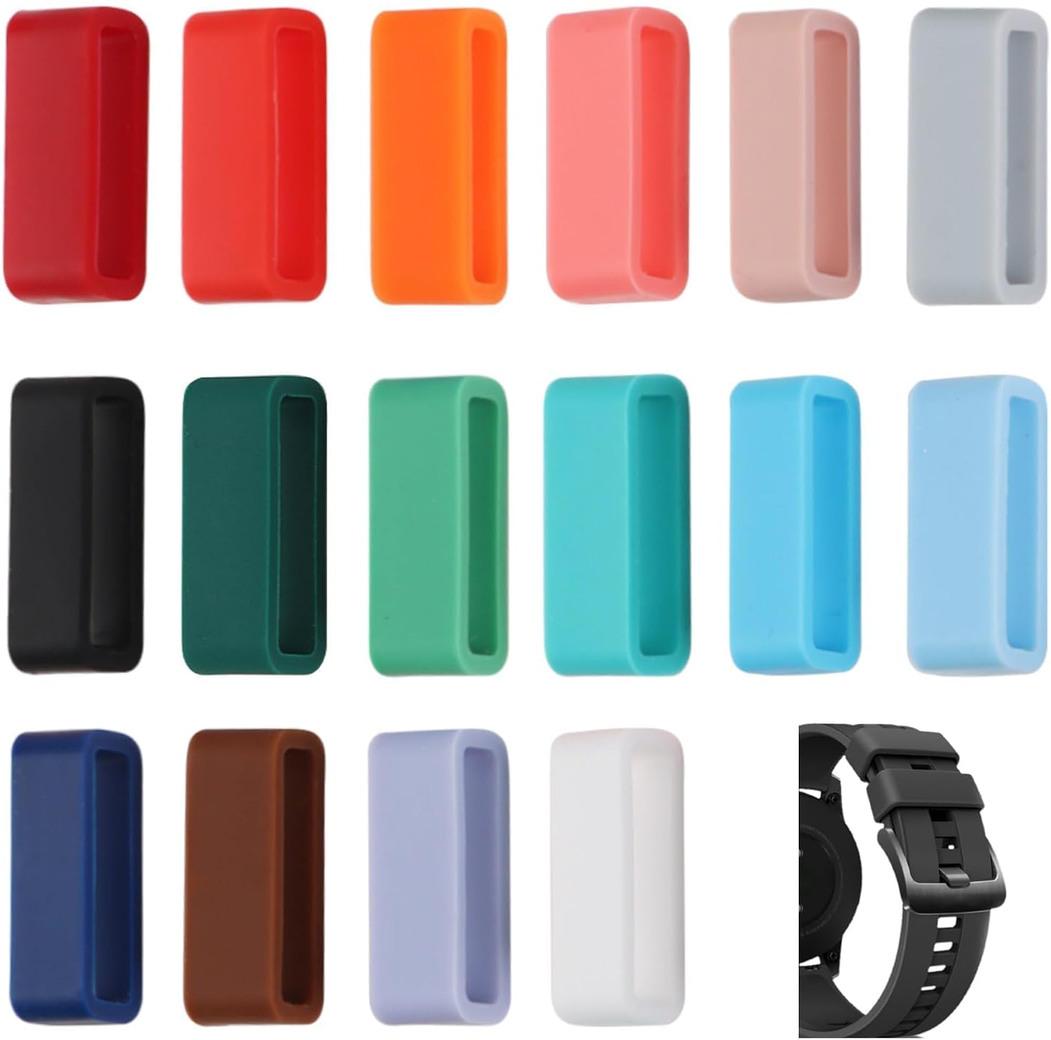 16 Pcs Watch Band Keepers Compatible with Magic Band 2.0 & More, 20mm Multi-Color Watch Strap Loop Compatible with Fitbit Charge/Charge HR/Garmin Vivofit