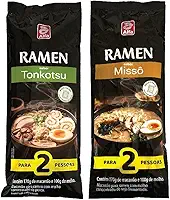 Kit 2 Ramen Tonkotsu + Missô, Macarrão Lamen Japonês com Caldo Degustação Alfa - Serve 4 pessoas