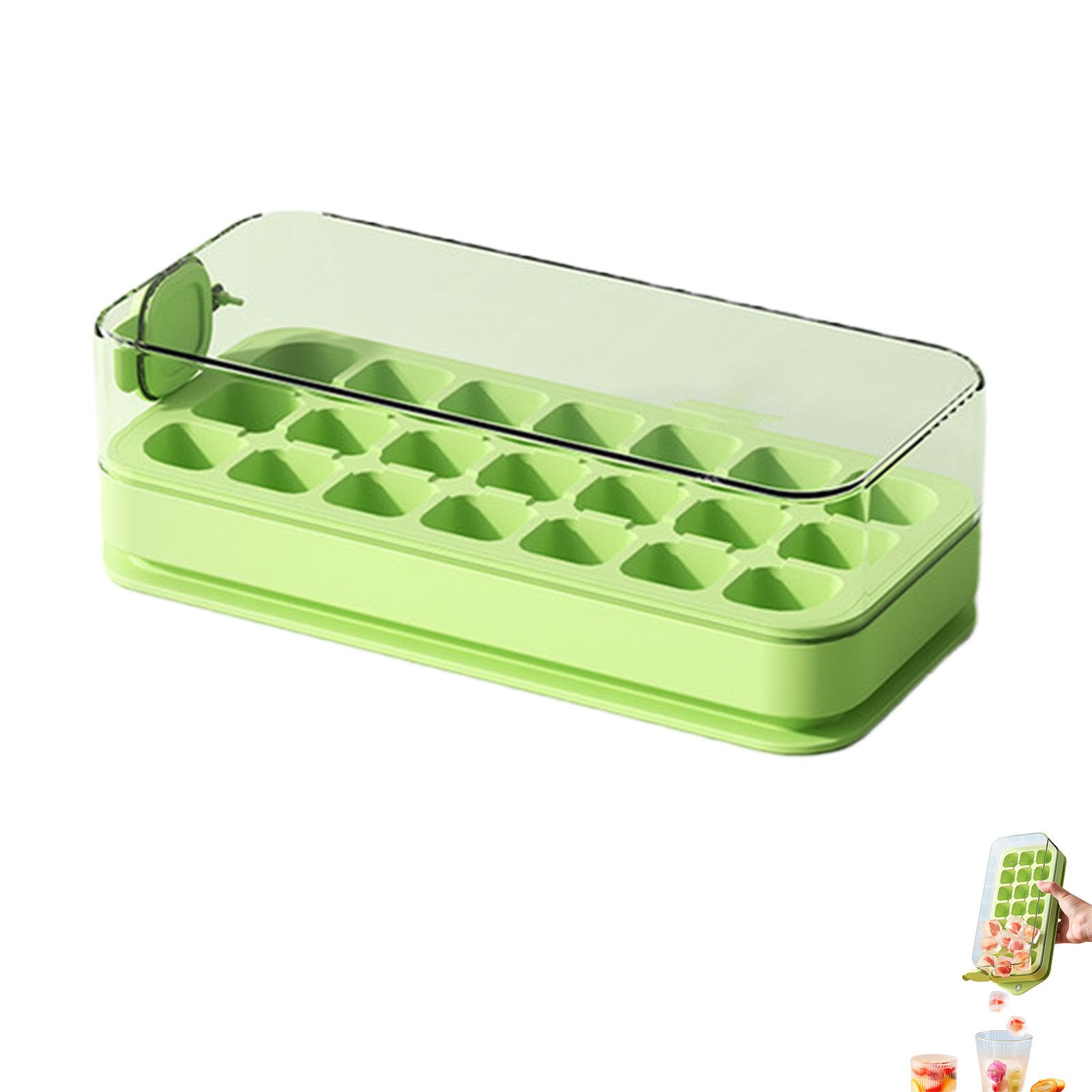 Bac à glaçons en silicone à pousser réutilisable avec boîte de stockage