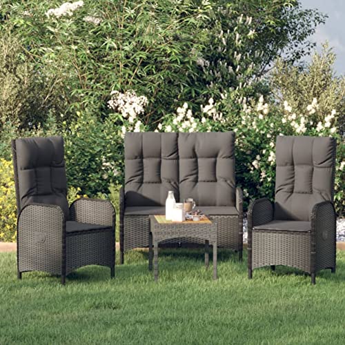 Brokky Set Comedor de jardín 3 pzas con Cojines Mesa de Jardin Exterior Ofertas mobiliario Jardin y terraza Exterior Conjunto de Muebles ratán sintético Negro 3185093