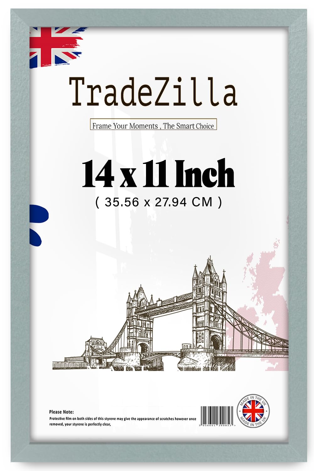 TradeZilla | Traditional Picture Frame (35.56 x 27.94 CM) - 355.6 x 279.4 mm Strong & Clear Perspex For Print/Photo/Wall Gallery-Family Photos 14x11 Inch [ Silver ]