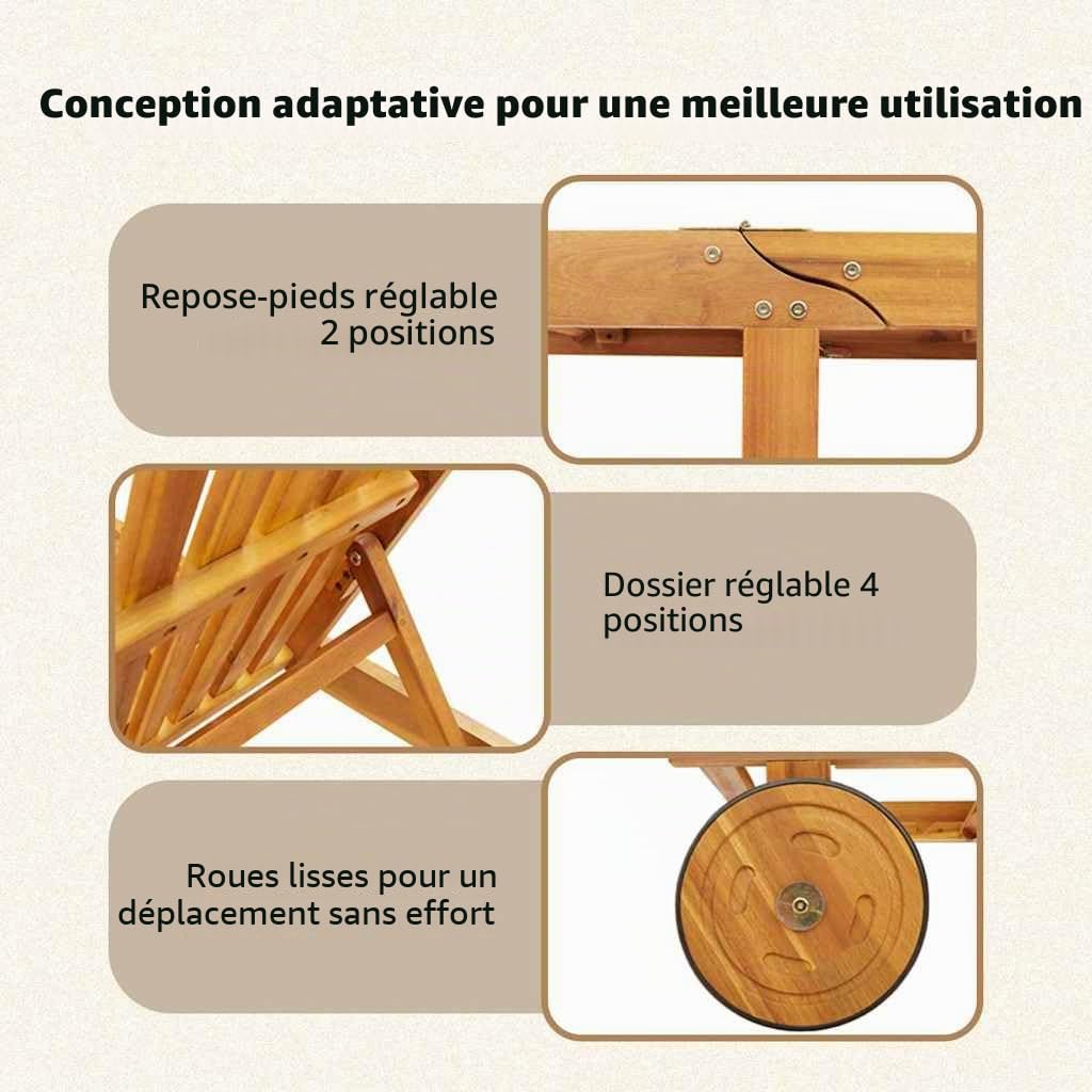 vidaXL Transat 2-Personne 2 pcs Marron Bois d'Acacia Massif, Transat d'extérieur réglable, mobilier de Jardin Moderne, Chaise Relax Multi-Positions, canapé terrasse Durable
