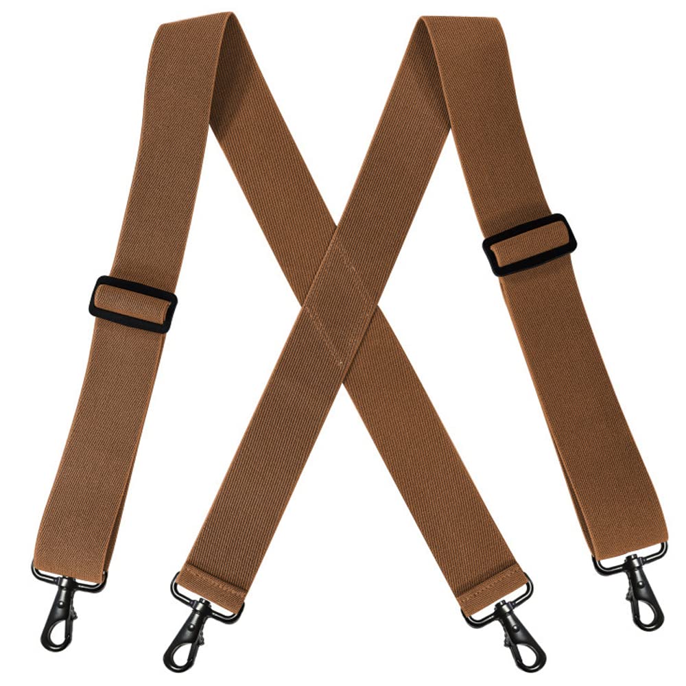 YYKSYDPT 2Inch Heavy Duty Braces for Men, Work Suspenders with Hooks Mens Braces for men Trousers Outdoor (Camel)
