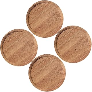 LALAFINA Tampas De Copo Para Caneca 4 Peças Tampas De Copo Substituíveis Para Copo Tampa De Copo De Madeira Ornamentos Tampa De Vedação De Madeira De Acácia Tampa Universal Para