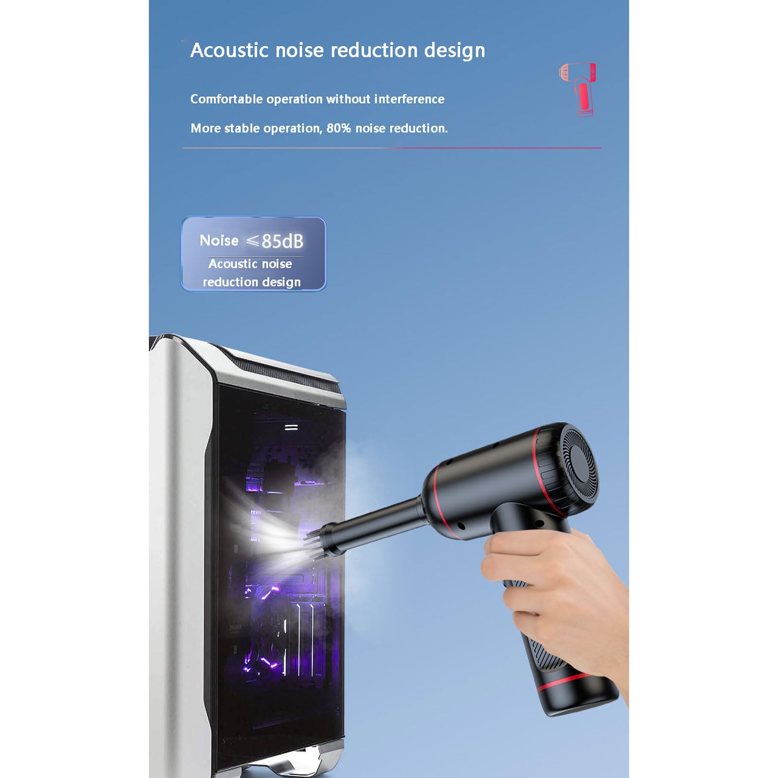 aspiradora para Coche, Mini aspiradora portátil Recargable, 4 en 1, 3 Niveles Ajustables