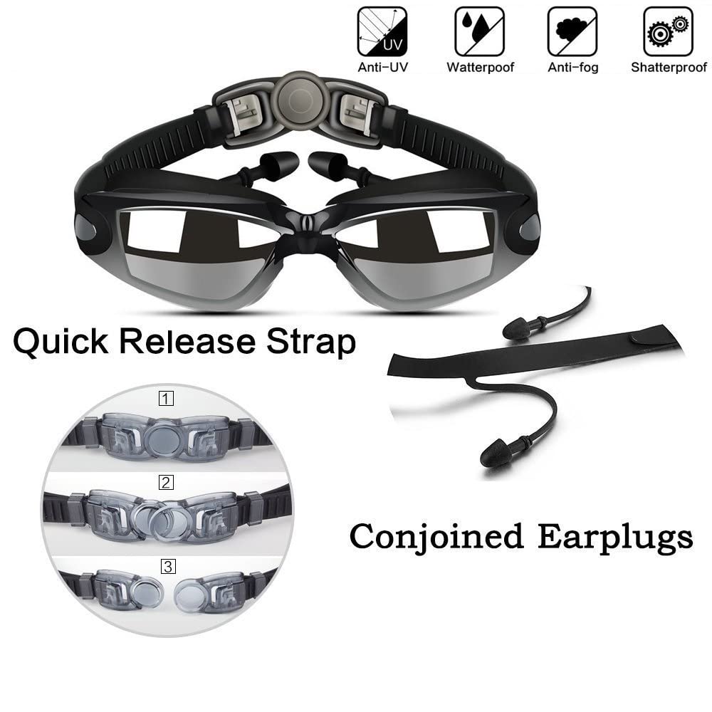 Schwimmbrillen, Schwimmbrille, Tauchbrille, Kappen, Ohrstöpsel, Nasenklammer-Set, Surfen, wasserdicht, beschlagfrei, UV-Schutz