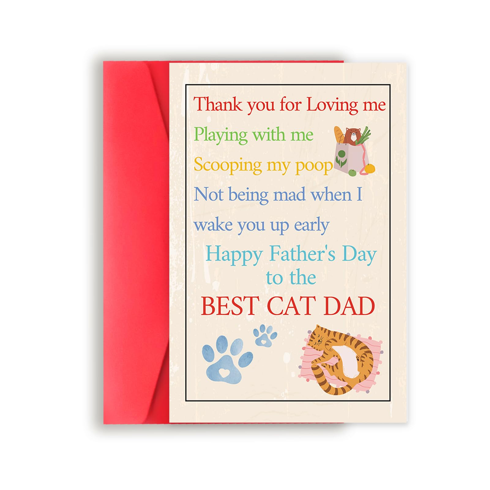 YiKaLus Father's Day Card for Cat Dad,Cat Dad Card,Fathers Day Thank You Gifts,Pawther's Day Cards