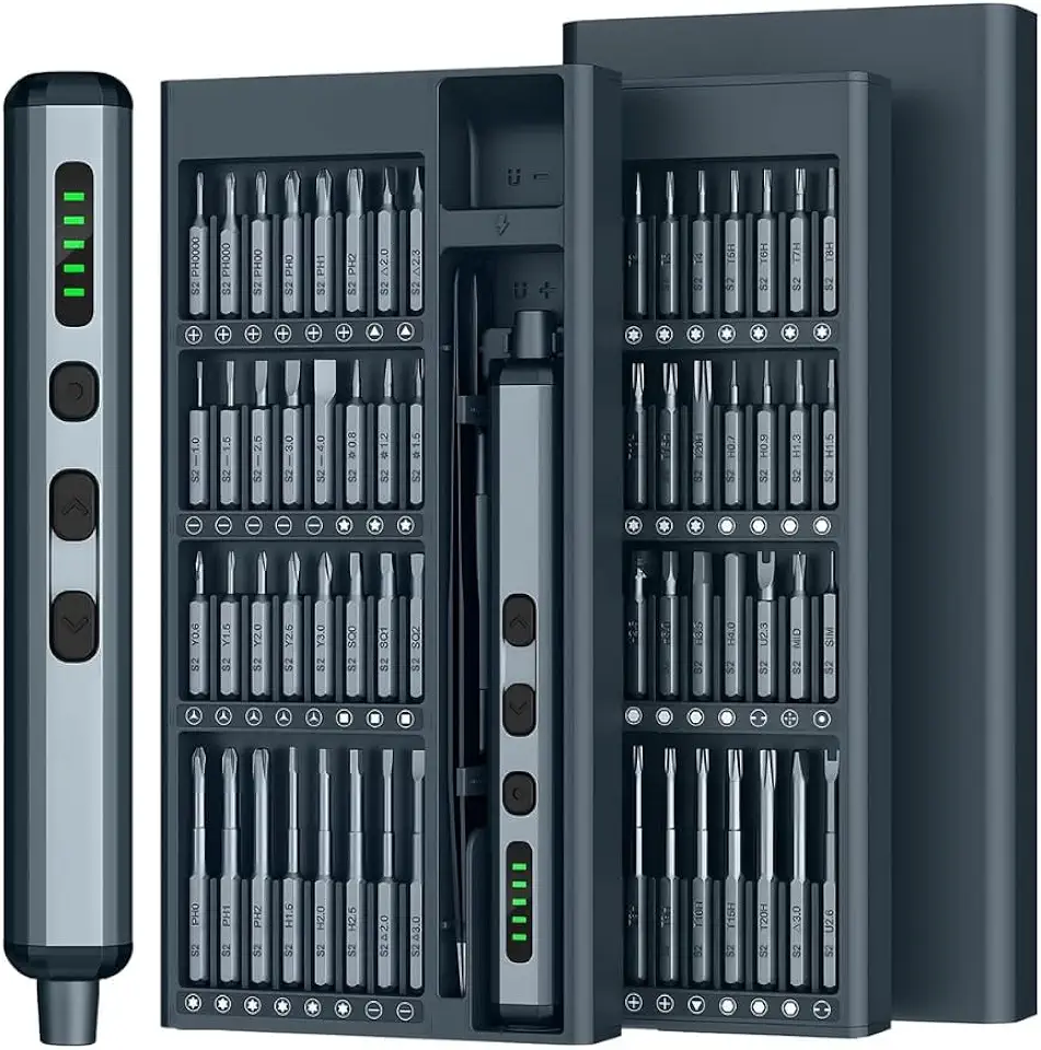 Mini Parafusadeira Elétrica Recarregável, Caneta Compacta de Precisão, Kit de Ferramentas Chave de Elétrica de Precisão 68 em 1, 64 Bits e 4 Acessórios, Multitarefas, para Manutenções Diversas tipos