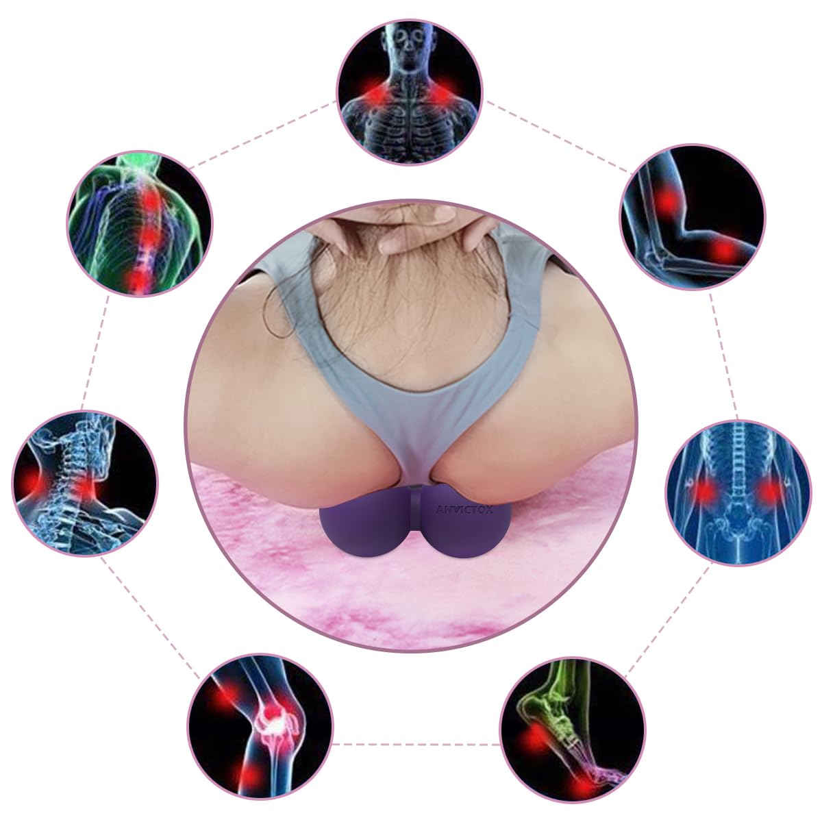 Pelota de masaje de maní, bola de lacrosse doble para dolores musculares, bola masajeadora de liberación miofascial para masaje de tejidos profundos, nudos musculares, terapia de yoga