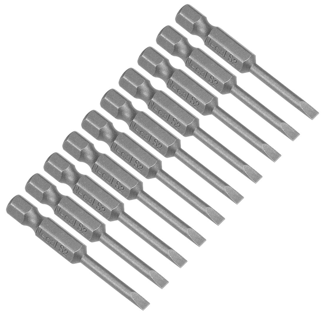 uxcell 10 Pcs 3mm Slotted Tip Magnetic Flat Head Screwdriver Bits, 1/4 Inch Hex Shank 2-inch Length S2 Power Tool