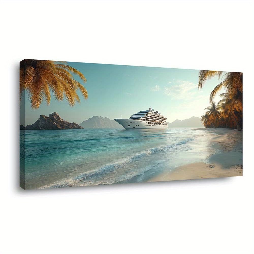 CWZBFEH Modern Abstract Canvas Artwork Featuring a Cruise Beach Theme, for Living Room(40x80cm/No frame)