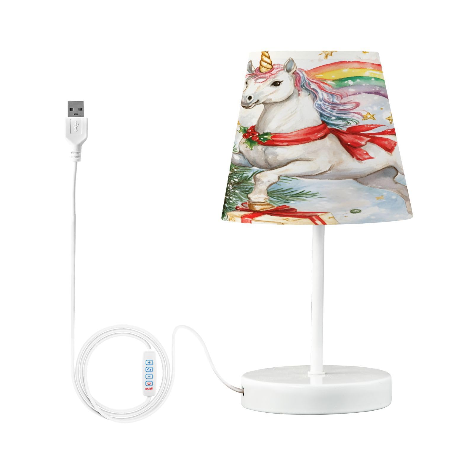Mnsruu Lámparas de mesita de noche con puertos USB, mesita de noche de unicornio arcoíris para dormitorio, sala de estar, oficina, M