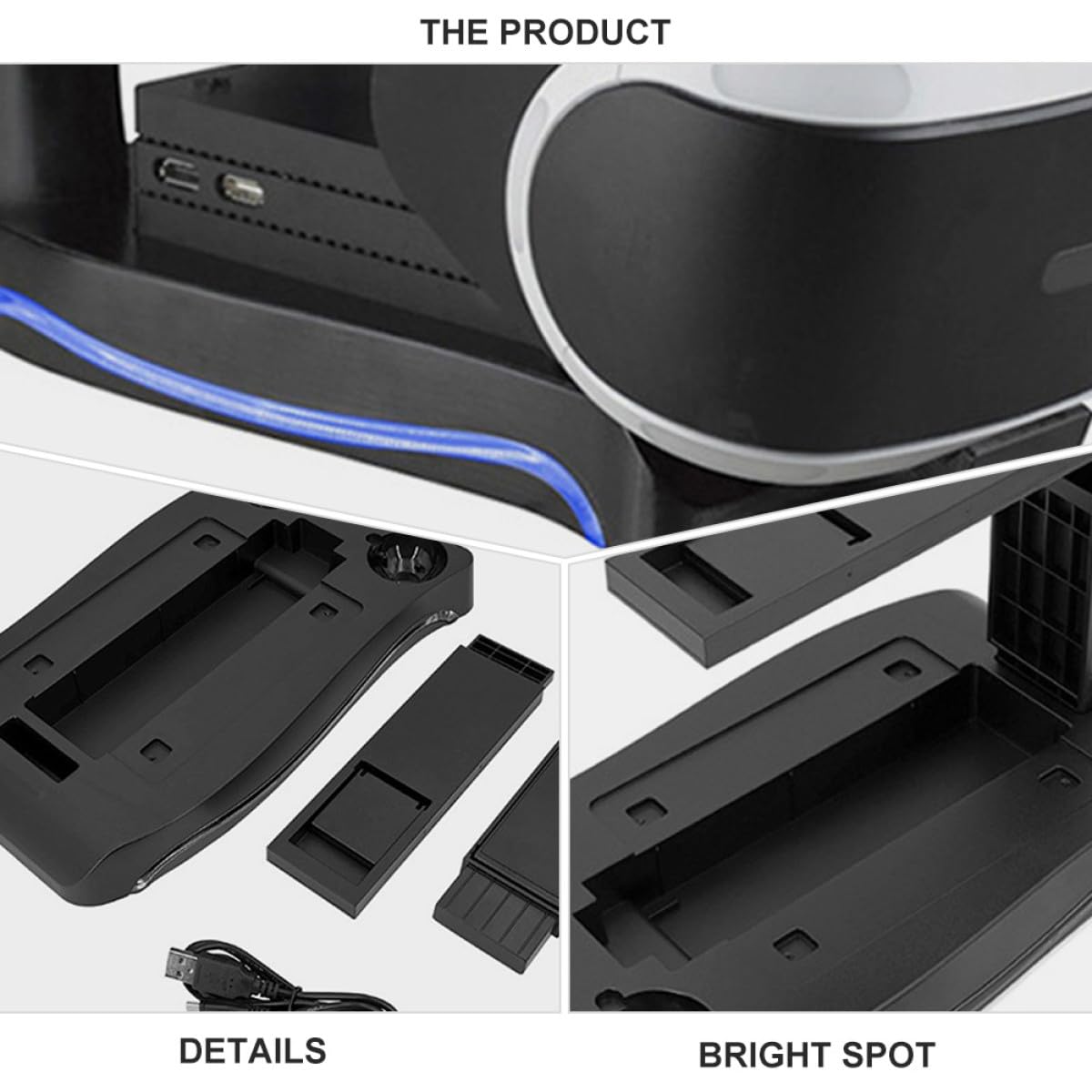 NUOBESTY Soporte de Carga para Controlador de VR Soporte Vertical para Consola Gafas de Realidad Virtual Incluye Estación de Carga Adecuado para Uso Casa y Oficina