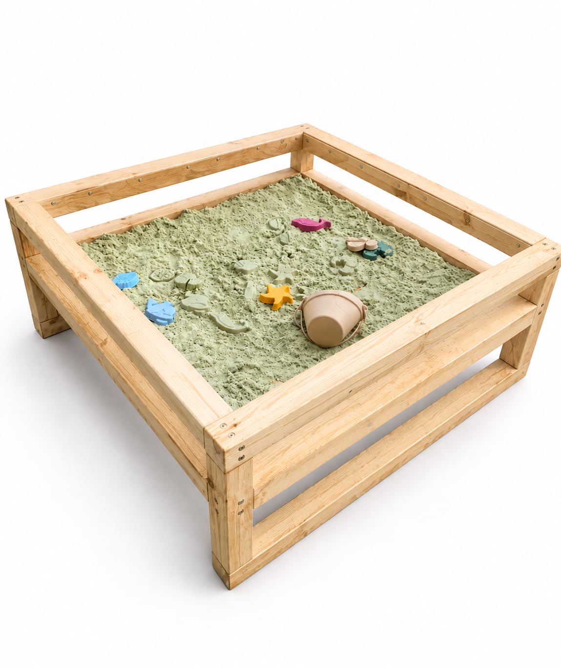 Modulaki Outdoor Matschküche für Kinder – Kinderküche aus Holz mit Spüle, Herdplatten & Stauraum, inkl. Kochgeschirr, Utensilien & Kinetischem Sand, Gartenküche für draußen