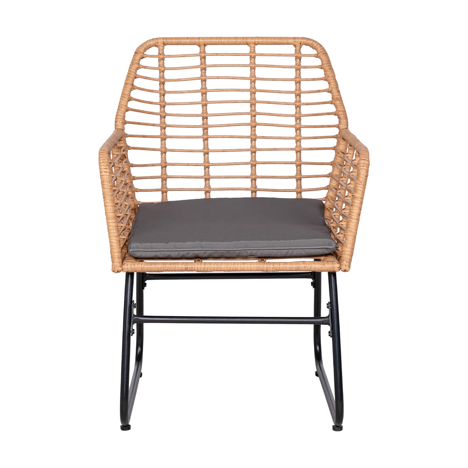 buybyroom Gartenmöbel-Set für den Außenbereich, 4 Personen, Rattan-Sessel, Tisch und Stuhl für den Außenbereich, inklusive 2-Sitzer-Sofa + 2 Sessel + 1 Gartentisch, abnehmbare Kissen