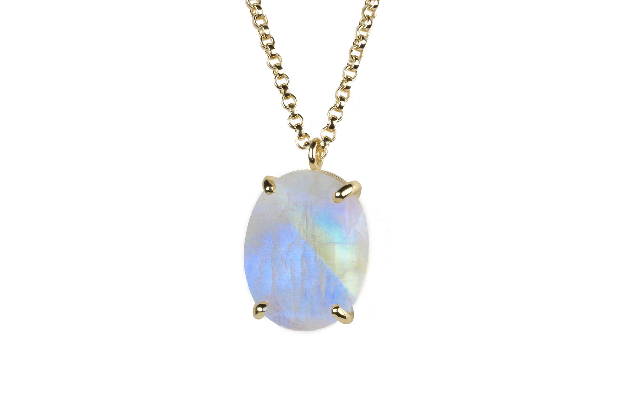 Collier de Moonstone en Or 14k par Anemone Jewelry - Collier de Déclaration en Pierre Naturelle - Collier de Mode en Or Superposé pour Femme - Bijoux de Naissance de Juin Faits à la Main pour Elle