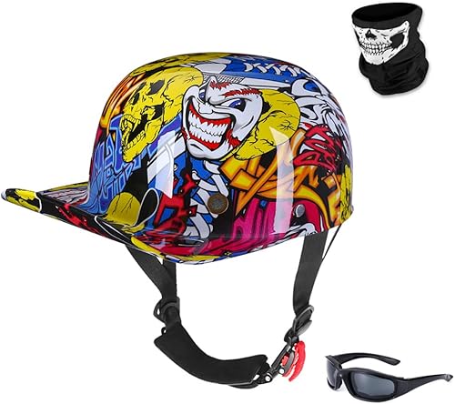 Miniatura 1 de Woljay Casco vintage retro abierto para motocicleta, gorra de béisbol, medios cascos para hombres y mujeres, para ciclomotor, jet, Street Cruiser