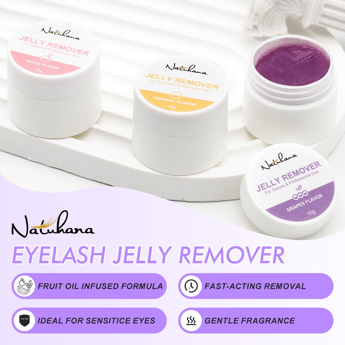 Eyelash Extension Remover, 10g Lash Jelly Remover per le estensioni delle ciglia, rimozione delle estensioni delle ciglia a bassa irritazione (gusto uva)