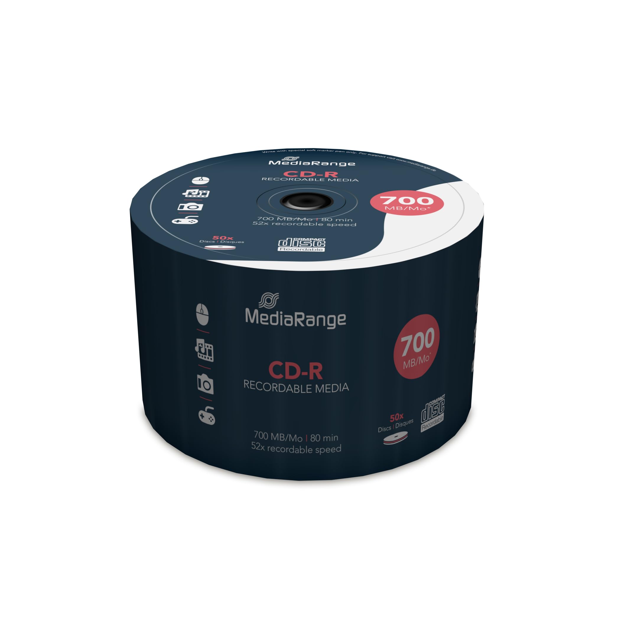 Amazon.com: MediaRange CD-R 700MB|80min 52x Write Speed 50 Cake