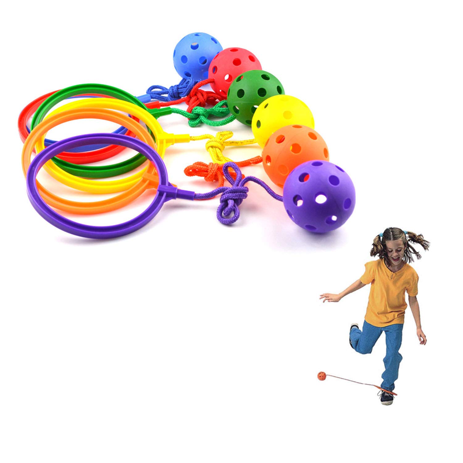 KRISMYA Lemon Twist Skip Toy, 6 Pcs Variety Colors Skip Jump Rope - Skip It - Sport Swing Skip Ball Game - Play Indoor and Outdoor,Playground, Gym Class, & Home for Boys Girls and Kids