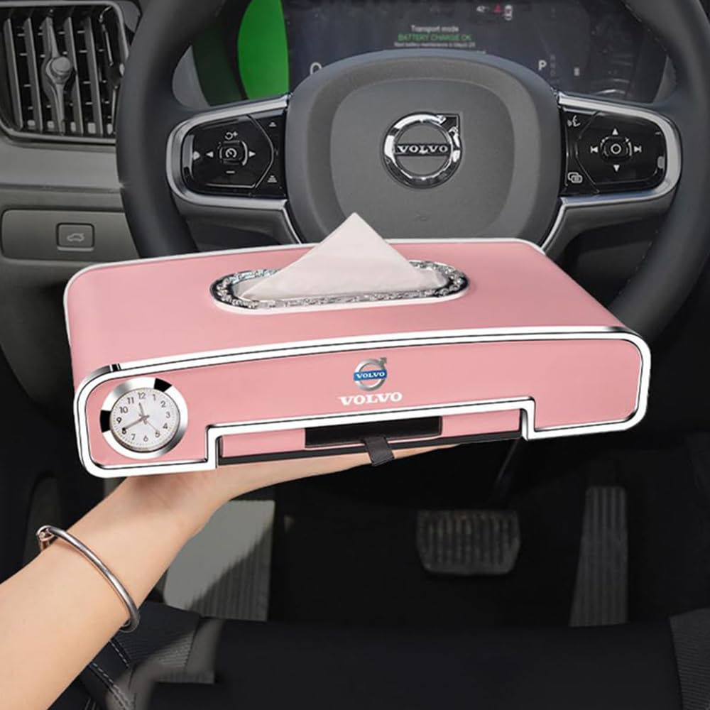 Boîte à mouchoirs de voiture Volvo S90 porte serviettes papier rose