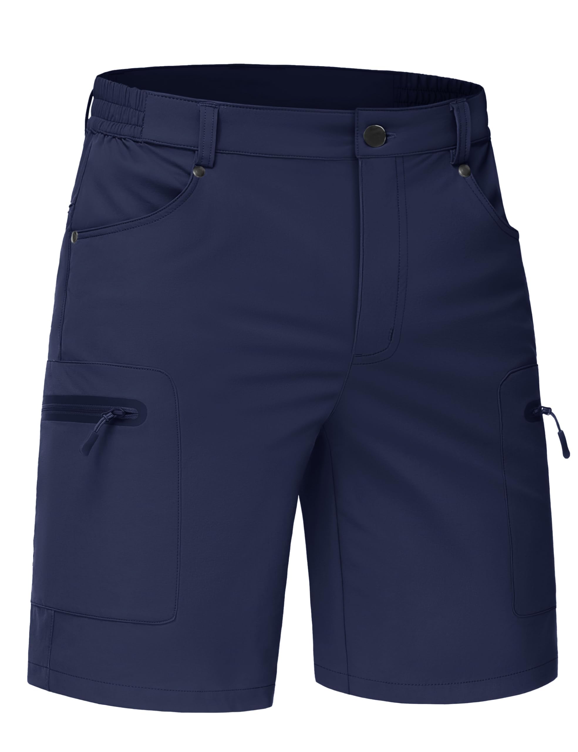 Men's Hiking Shorts Quick Dry Lightweight Cargo Shorts Elasticated Waist Walking Shorts with Zip Pockets