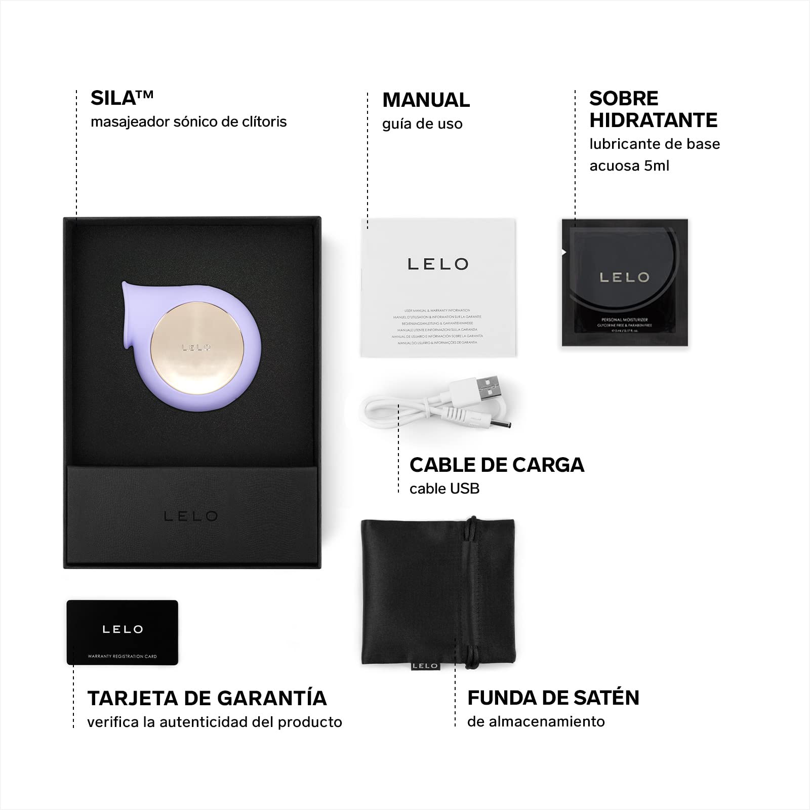 LELO SILA Succionador de Clítoris con Pulsos Sónicos, Vibrador Esencial para Cualquier Mujer. Juguete Sexual Femenino, Sumergible y Recargable por USB (Lilac)
