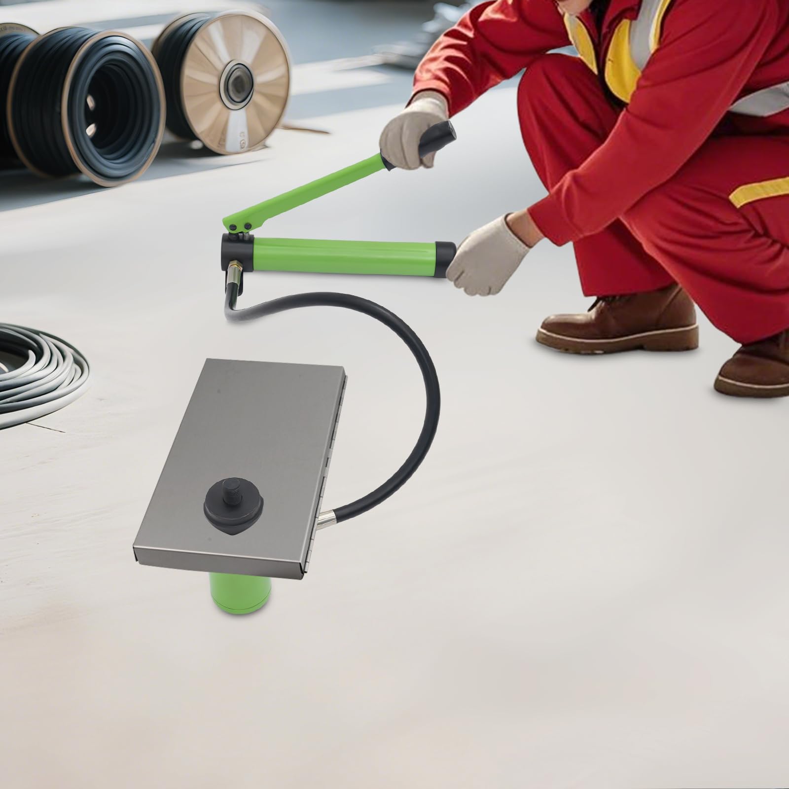 Set di punzonatrici idrauliche per fori Knockout, con 6 fustelle (1/2, 3/4, 1, 1-1/4, 1-1/2, 2 pollici), perforatrici idrauliche per industria, edilizia ed elettrici, lamiera di metallo (verde)