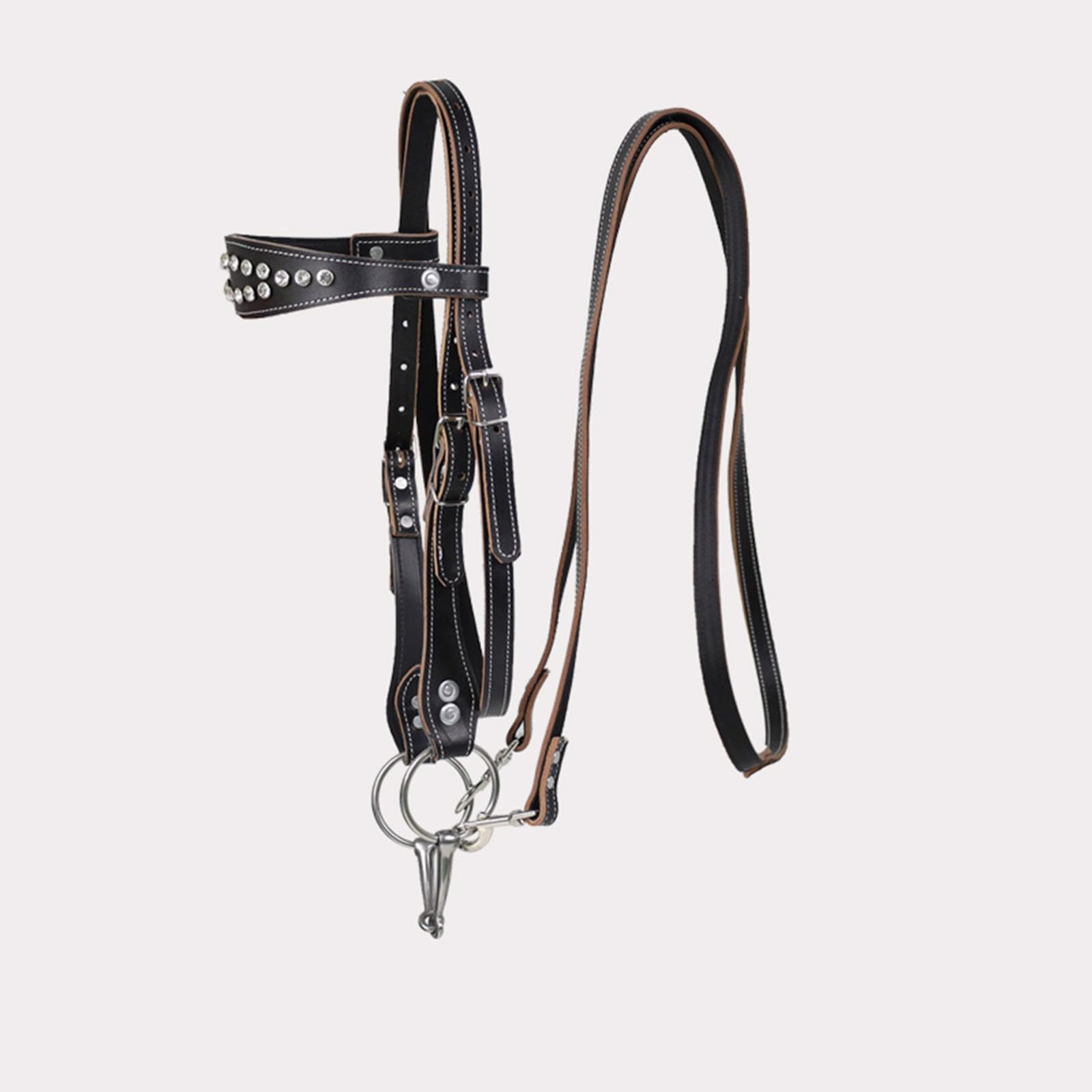 Briglia per cavalli Western in pelle di vacchetta - Testiera per cavalli Western - Attrezzatura equestre - Briglia Hobby(black,M)