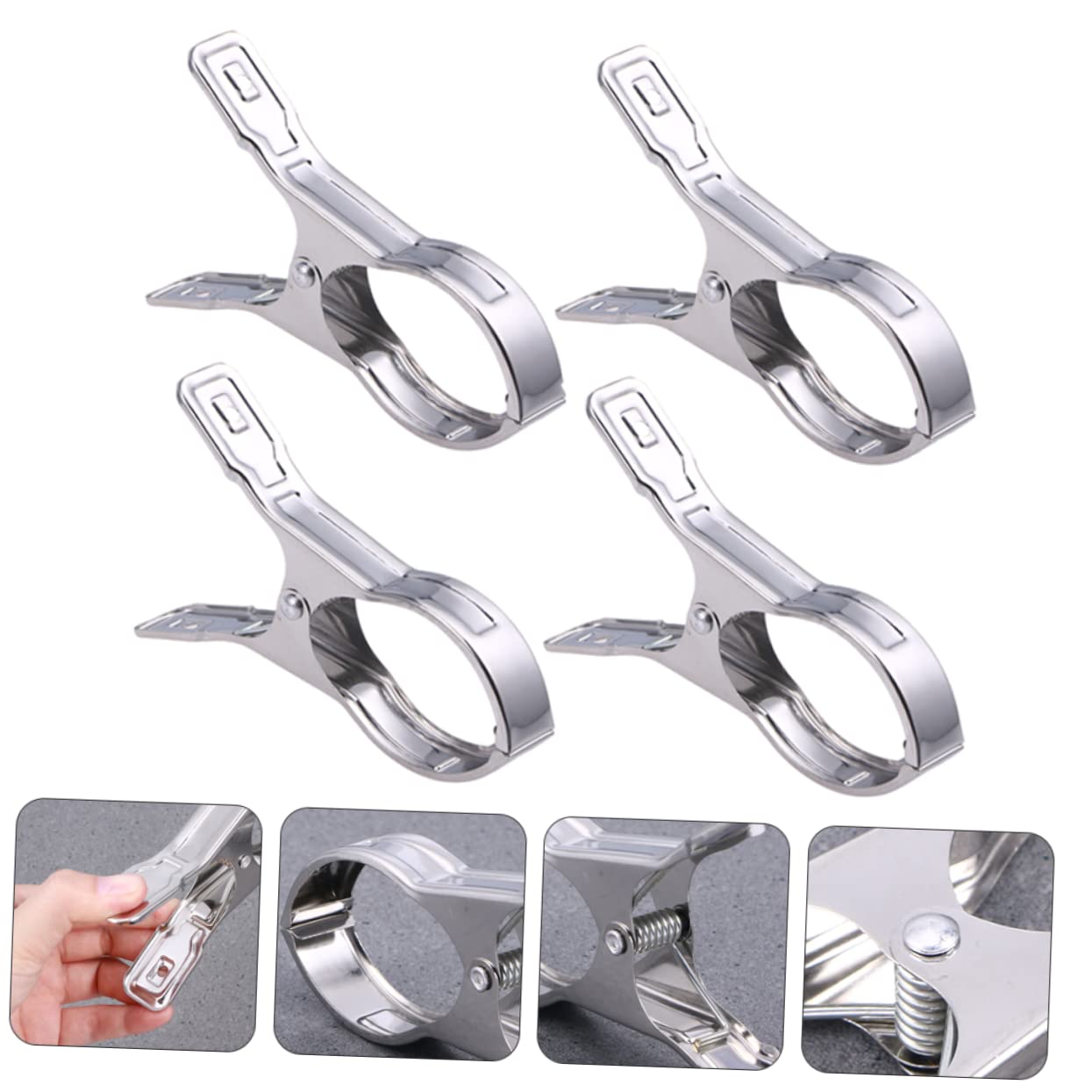 2 Set Molletta Pioli Fermagli Per Asciugare I Vestiti Perni Massa Mollette Appese Spillo Clip Di Fissaggio in Acciaio Inossidabile Clip Di Vestiti Antivento Argento 12 Pezzi*2