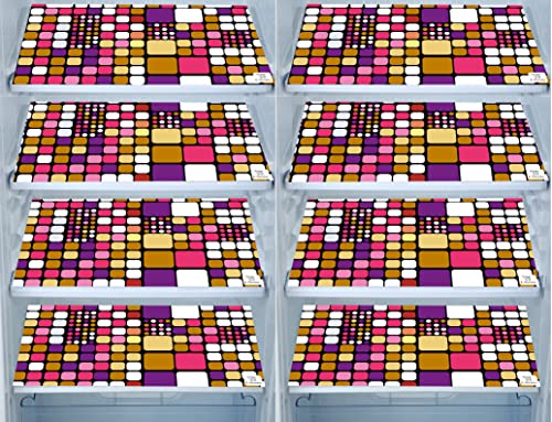 Image of Waterproof PVC Refrigerator Drawer Mats /Multipurpose Mats /Fridge Mats Set of 8 Pcs (Color-Check Pink, Size-17.5X11.5 Inches)