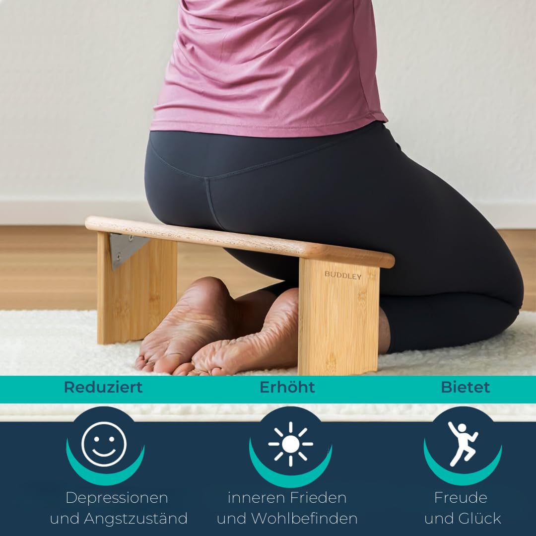 Buddley Banc de méditation pliable - Tabouret de yoga ergonomique avec coussin