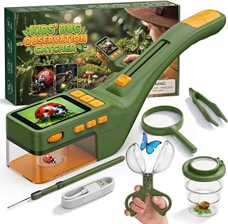Temodu Insektenfänger Mikroskop für Kinder, 2,4-Zoll HD-Mikroskop,500X