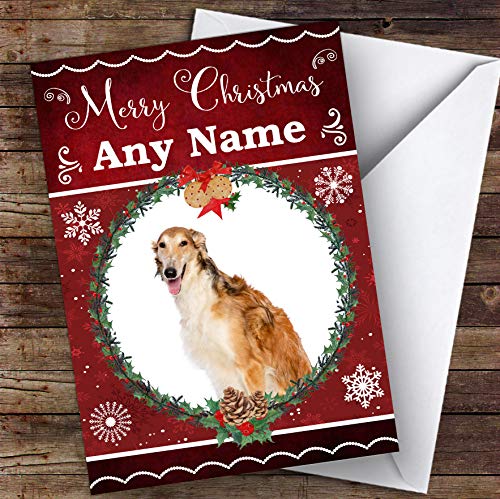 Borzoi Dog Traditional Animal Personalised Christmas Card | Christmas Card | Animal Themed Christmas Card