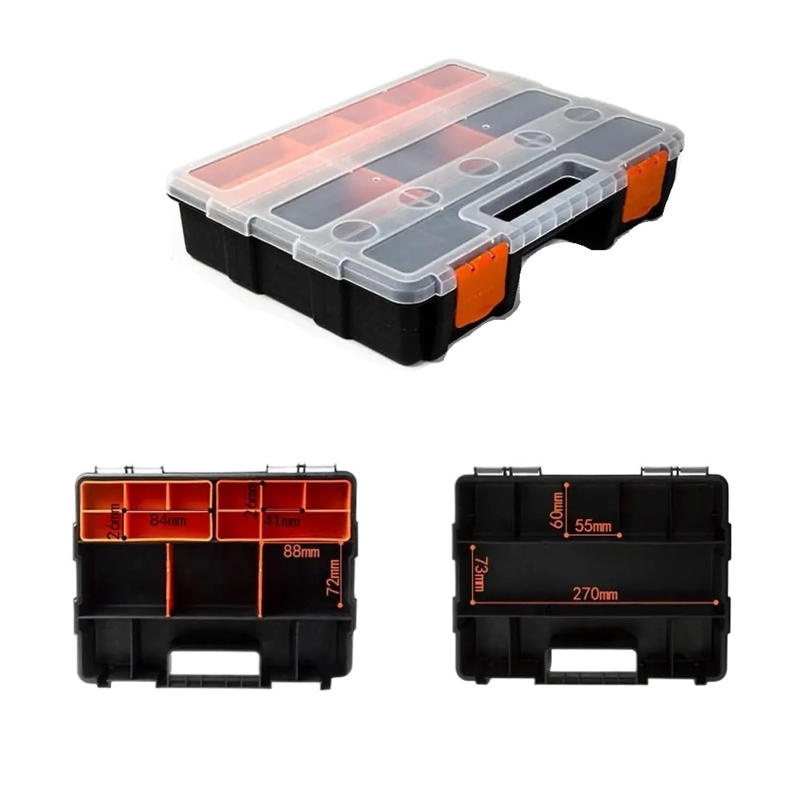 EMHSJSYVB Multi-Grid Portable Plastic Parts Toolbox Combination Screw Storage Box Metal Hardware Tool Screwdriver Repair(L)