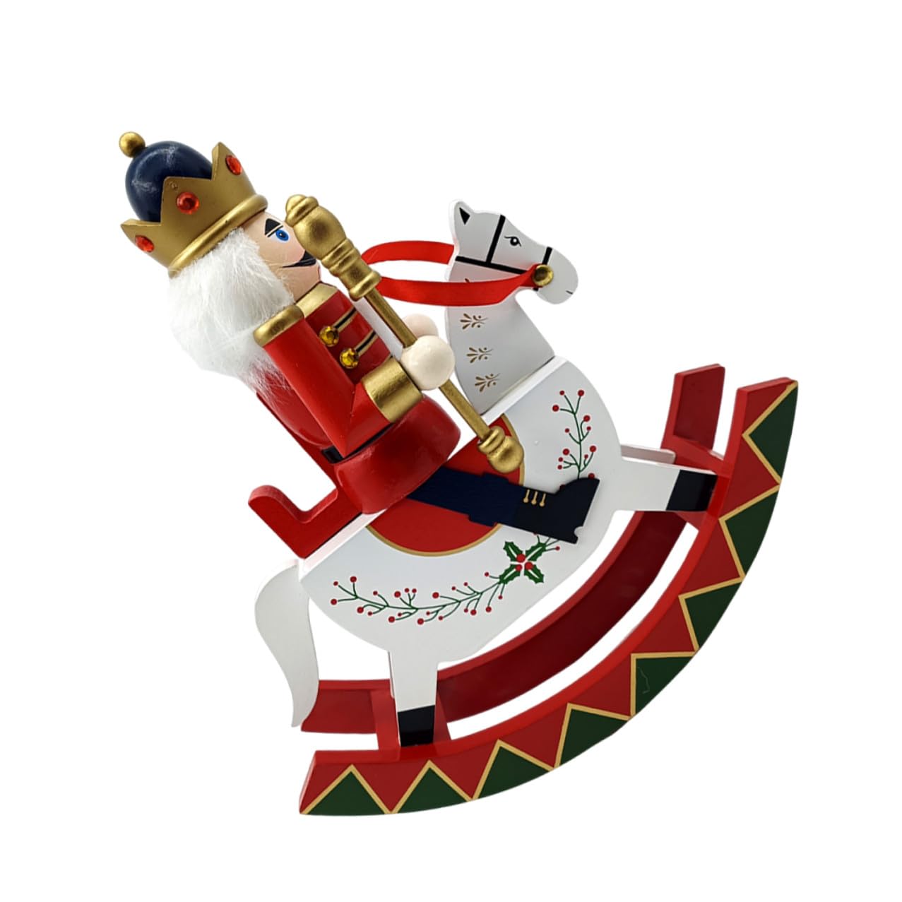 Casse-Noisette en Bois Cheval à Bascule Décoration de Noël Traditionnelle
