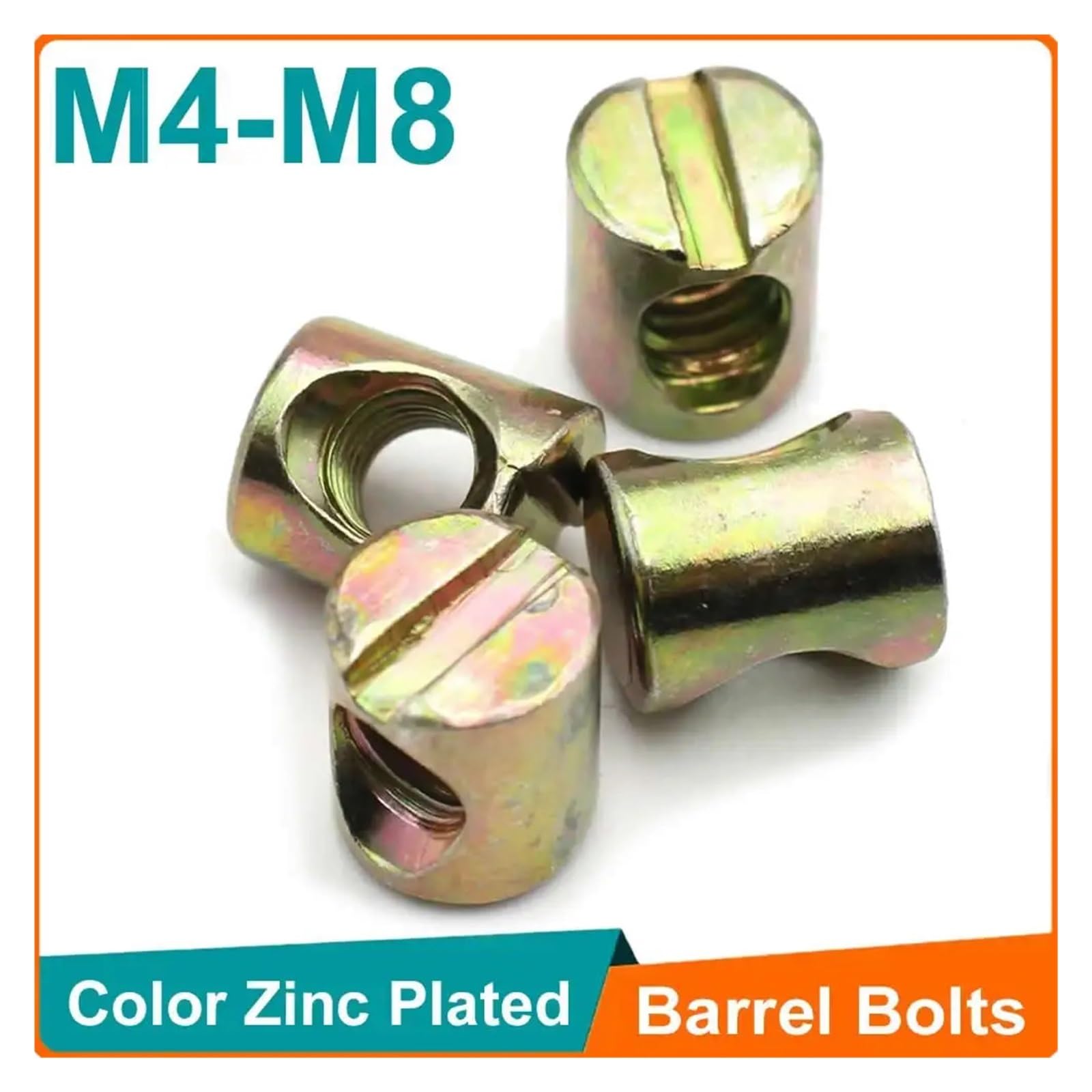 Nakrętki cylindryczne do mebli, Śruby z kołkami krzyżowymi Osadzone nakrętki z młotkiem Ocynkowane M6/M8 Opakowanie 6/12 szt.(12pcs,M8x17mm)