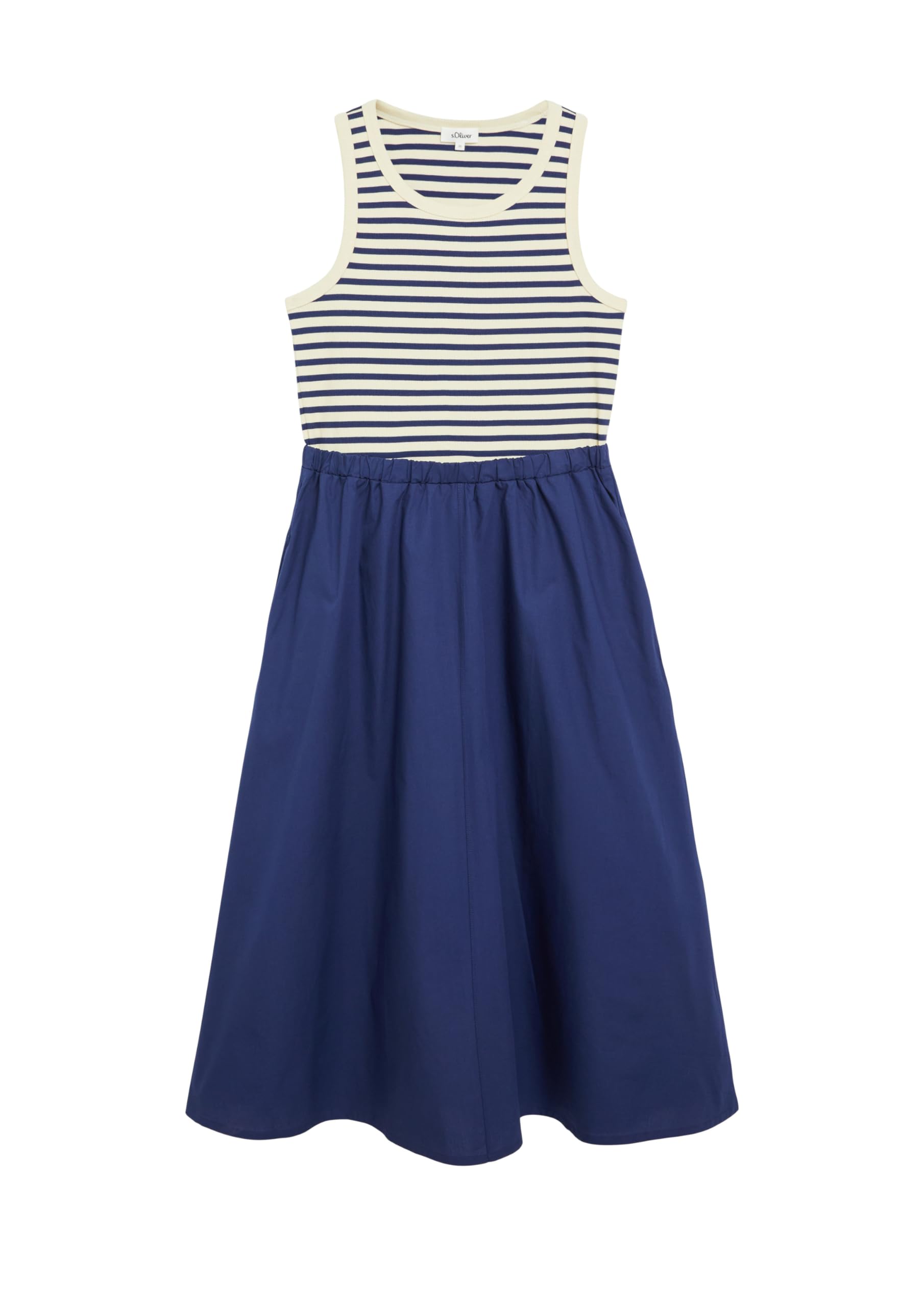 s.Oliver Damen Midi-Kleid – Regular Fit, ärmellos, Rundhalsausschnitt, Eingrifftaschen mit Elastikbund