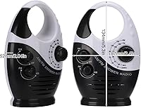 Vista 7 de Radio de ducha impermeable, radio AMFM con altavoces de volumen ajustables, altavoces portátiles alimentados por batería con mango de gancho