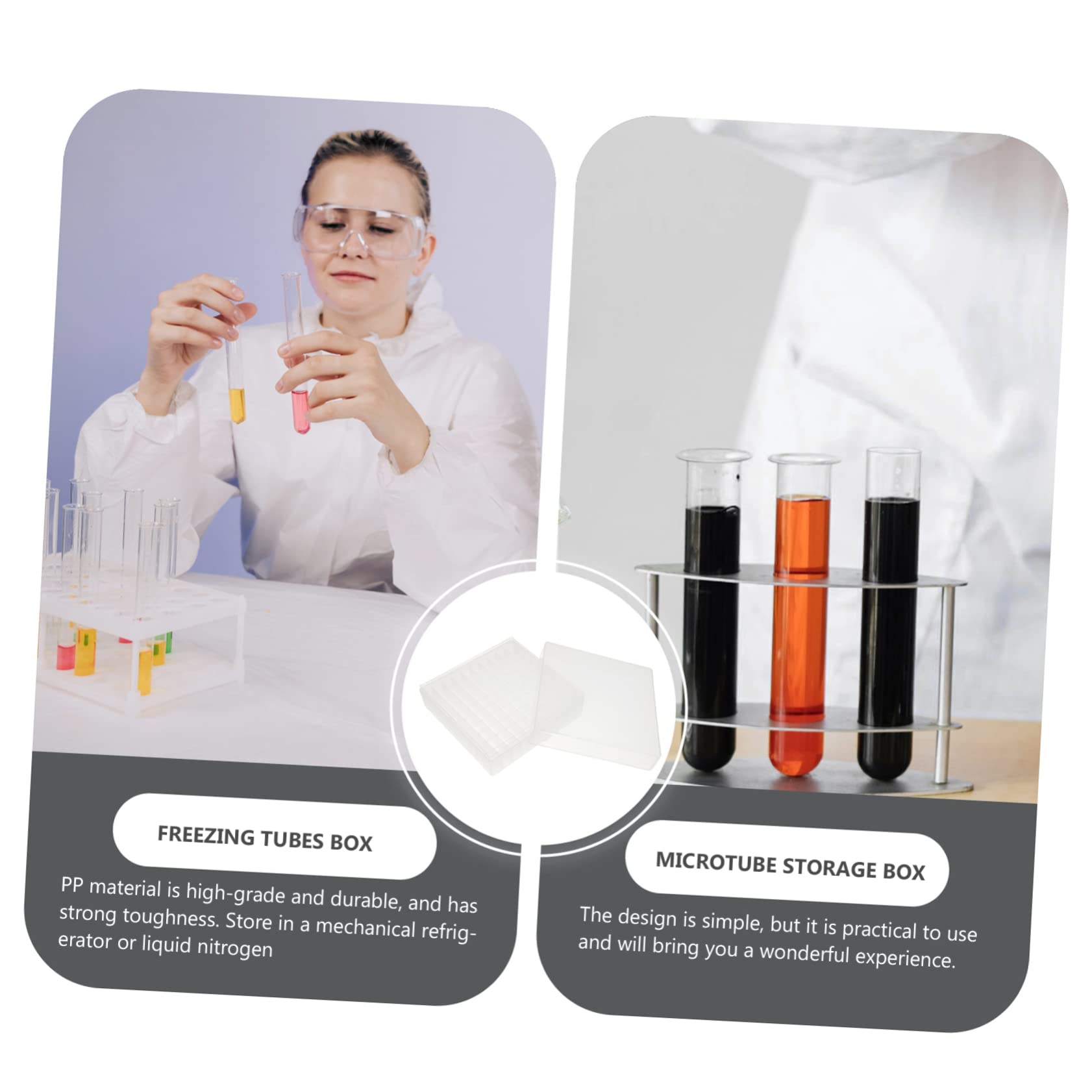 BELLIFFY 2pcs Box Test Tube Box Cryogenic Tubes High-toughness Pp Cryogenic Vial Rack Smooth Edges