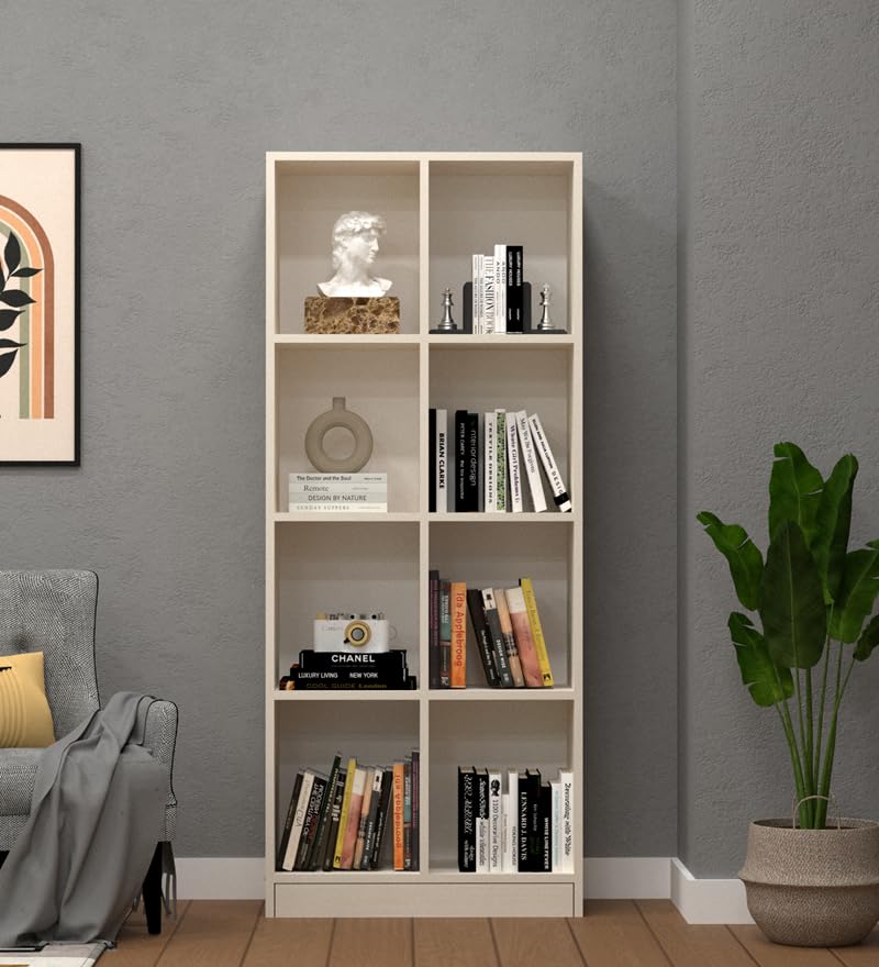 Image of SPECIALITY PANELS 8 Cube Bookshelf with Open Shelves, White, 73x176 cm, Carpenter Assembly Provided